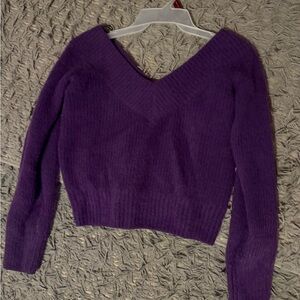 Purple V-Neck Women's Sweater
